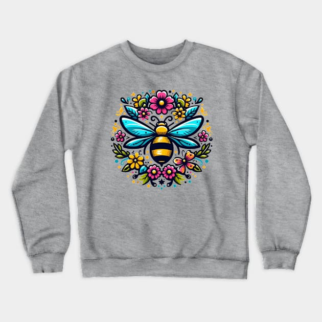 Flower Bee Crewneck Sweatshirt by WolfeTEES